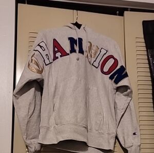 Champion Varsity Letter Spell Out Hoodie Vintage Reverse Weave Sweatshirt Small